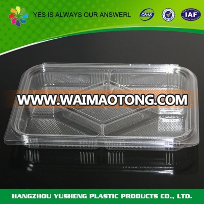 Disposable plastic sushi tray,plastic compartment tray,keep food warm tray