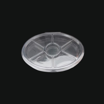 PET biodegradable takeaway 7 compartment food contain transparent plastic food tear off lid disposable food disposable container